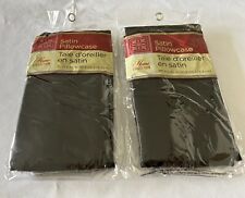 3 Satin Pillowcases Solid Black Standard 20in X 30in Home Collection