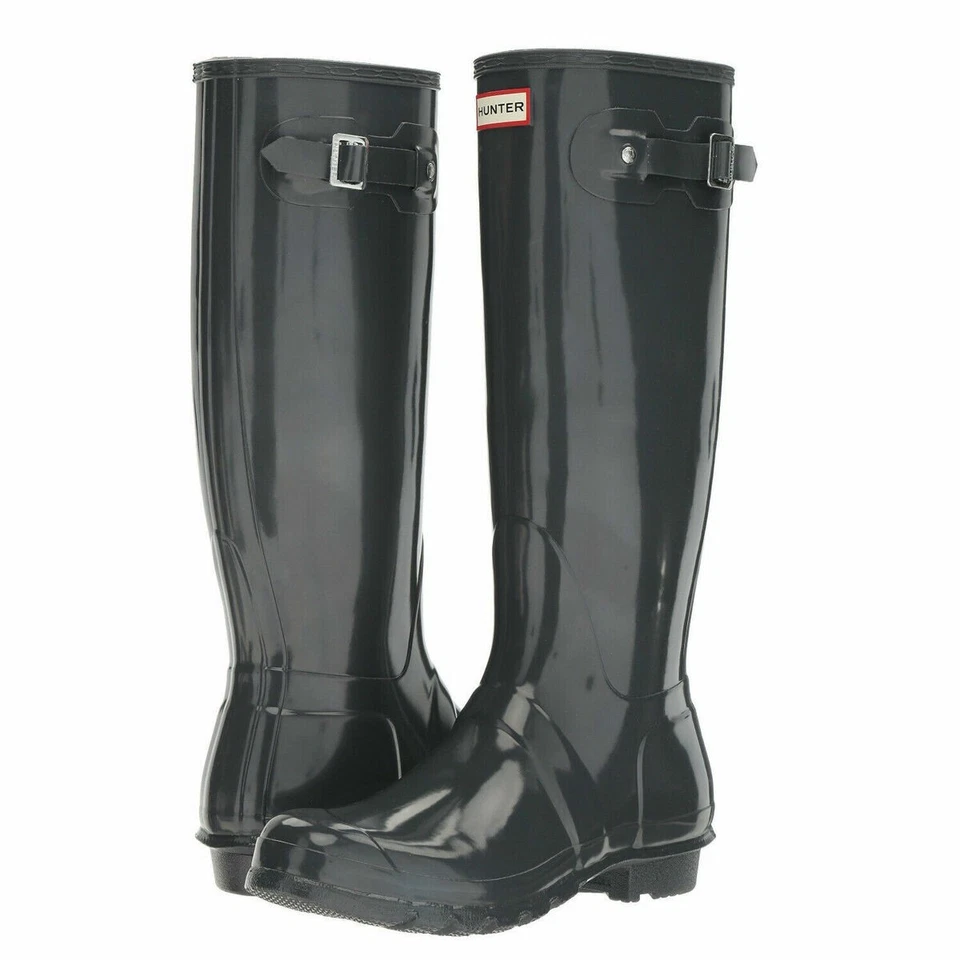 NUEVAS Botas de Lluvia Hunter Para Mujer Originales Brillo - Pizarra Oscura Foto 1 de 1