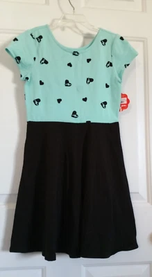 Vestido Camiseta Total Girl JC Penney TG Cian/Negro Corazón Relámpago Talla L 10-12 Foto 1 de 2