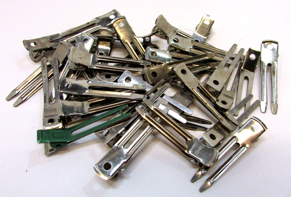 Clipes de cabelo estilo loja de beleza aço placa de níquel pino duplo década de 1950 2,9 oz - Imagem 1 de 1