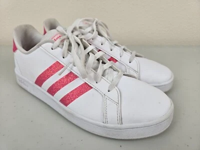 ZAPATILLAS CON CORDONES ADIDAS GRAND COURT NIÑAS TALLA 6 JÓVENES BLANCO ROSA RAYAS BRILLANTES Foto 1 de 4