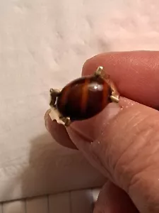 Vintage Goldtone Sarah Coventry Tiger Eye Adjustable Ring - Picture 1 of 4