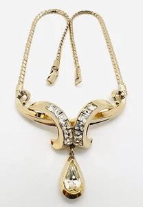 Collar CORO 1952 Transparente Cuadrado Estrás Abstracto Gota Firmado Joyería De Colección - Imagen 1 de 11