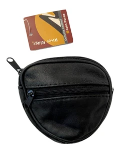 Monedero de cuero negro con cremallera NUEVO - Imagen 1 de 3