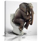 Canvas Wall Art for Living Room Bedroom Bathroom, Funny Elephant Sitting on T...