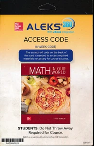 NEW ALEKS 360 Access Code Card (18 Weeks) for Math in Our World 4th by Sobecki - Picture 1 of 2