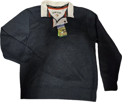 NEW Orvis Men's Signature 1/4 Zip Sweatshirt Gray Pullover Mens  MEDIUM Fleece - Image 1 of 3