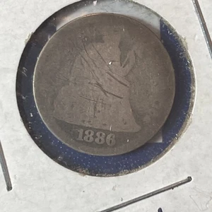 Par de monedas de diez centavos Liberty Seated 1886 en buen estado  - Imagen 1 de 4