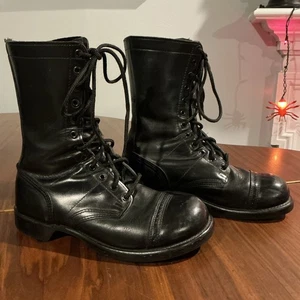 Vintage Combat Boots Size 9 E 1960s Corcoran 10” Jump Boots Punk Rock Black USA - Picture 1 of 12