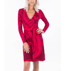 Desigual Marlene Red Faux Wrap Dress Size Large (runs SMALL) Long Sleeve