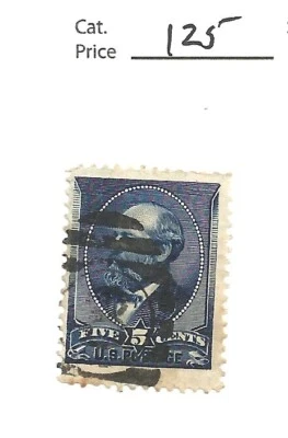 US # 216, 5 centavos índigo, 1888, billete de banco americano, cv $125 Foto 1 de 2