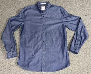 Levis Denim Shirt Men's XL Dark Blue Western Button Down Modern Fit Long Sleeve - Picture 1 of 17