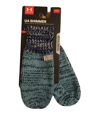 NUEVO CON ETIQUETAS Under Armour UA Guantes Tejidos Brillantes Jóvenes Niñas OSFA COLD GEAR Azul Foto 1 de 3