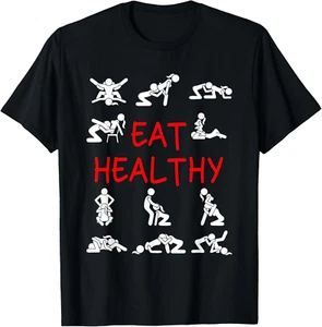 Camiseta Funny Eat Healthy Dirty Adult Humor Decir Broma - Imagen 1 de 4