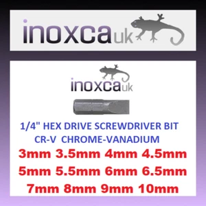 SLOT FLAT BIT SCREWDRIVER SLOTTED INSERT 1/4" HEX HEXAGON DRIVE CR-V Cr-Mo 25mm - Picture 1 of 1