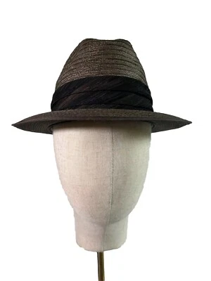 Sombrero Fedora Panamá Paja Stevens De Colección con Banda Importada Milán Talla 6 7/8 Foto 1 de 4