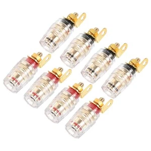 Borne Poste Amplificateur Banane Fiche Jack Haut-parleur Noir Rouge 4 Set - Photo 1/5