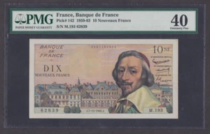[PMG-40 Pinholes] 1959-63 1961 France 10 Nouveaux Francs P-142a M193-62839 - Picture 1 of 2