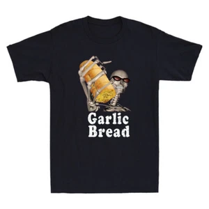 Garlic Bread Skeleton Funny Skull Hold Bread Graphic Quote Vintage Men's T-Shirt - Picture 1 of 8
