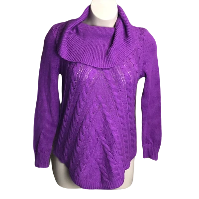 Jaclyn Smith Cowl Neckk Pullover Knit Sweater ~ XL ~ Purple ~ Long Sleeve - Image 1 of 4