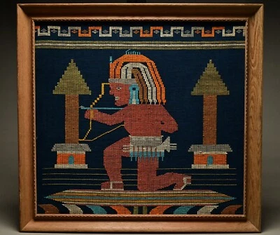 Tapiz antiguo original vintage nativo americano azteca cazador de flechas punta de aguja Foto 1 de 4