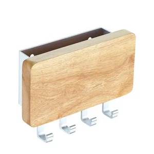 Key Holder Mail Letter And Key Organizer Wall Mounted With 4 Hooks Decorative Wo - Picture 1 of 6