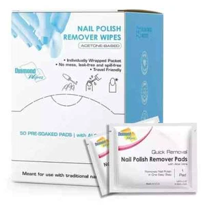Diamond Wipes Nail Polish Remover Wipes with Aloe Vera, Acetone Nail Polish R... - Picture 1 of 2