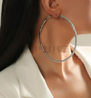 60mm Silver 925 Sterling Silver Sparkling Rhinestones Crystal Drop Hoop Earrings