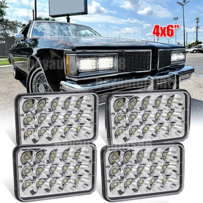 Faros LED HI-LO Combo Beam 4x6" 4 piezas Fit Ol-dsmobile Delta 88 1977-1986 DOT Foto 1 de 4