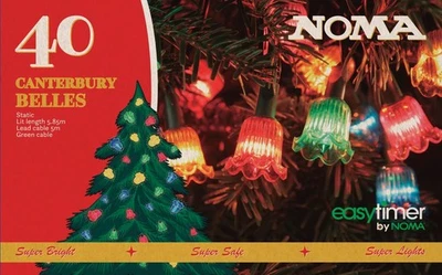 Noma 40 Canterbury Belles / Bells LED Xmas Fairy Lights Traditional Retro Style