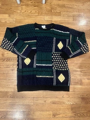 Suéter Neiman Marcus Para Hombres L Pura Lana Nueva Cuello Redondo De Colección Grueso Años 90 De Gran Tamaño Foto 1 de 4