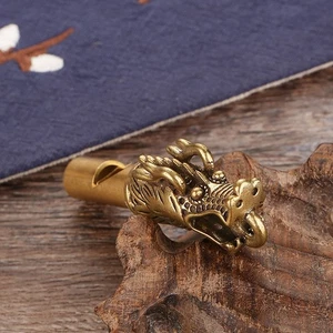 Handmade Brass Dragon Head Leading Whistle Outdoor Referee Whistle Keychain _pu - Picture 1 of 6