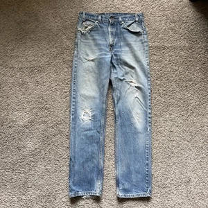 Vintage 80s Levi's Orange Tab Jeans 33x32 Thrashed Distressed - Picture 1 of 22