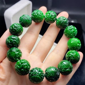 Certified Natural Ice Green Burmese Beads Jade jadeite Bracelets Bangle  36635 - Picture 1 of 6