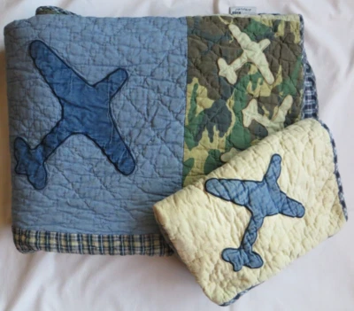 The Company Kids Store Aviones Edredón Doble Almohada Falsa Camuflaje Azul Niños Niños Foto 1 de 4