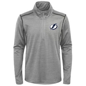 Outerstuff Tampa Bay Lightning NHL Youth (8-20) 1/4 Zip Pullover Sweater, Grey - Picture 1 of 6