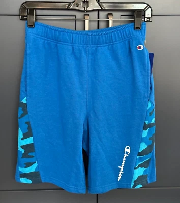 Champion Kids French Terry Shorts - Blue Camo - Size Large (14/16 years) - Image 1 of 4