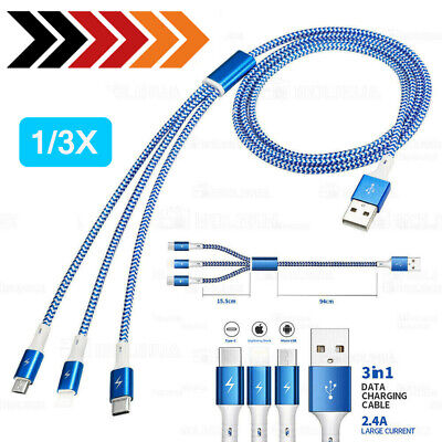 Multi-USB Kabel Universal Ladekabel 3in1 Nylo...