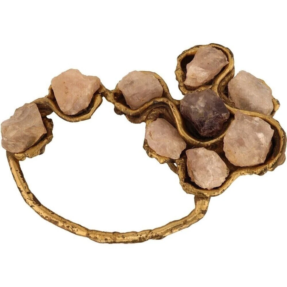 XXL Brass Brutalist Handmade Flower Floral Amethyst Bolo ? 70s Vtg Belt Buckle - Imagem 1 de 4