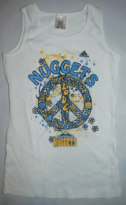 Camiseta sin mangas Denver Nuggets niñas niños blanca acanalada NBA baloncesto 10/12 AGUJERO DE MUESTRA Foto 1 de 3