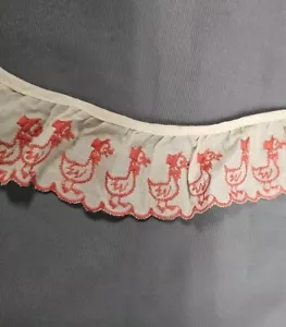 De Colección 2" Ancho Volantes Recogido Encaje Ribete 13+ Pies Marfil Rosa Pollo Ganso con Sombrero - Imagen 1 de 7