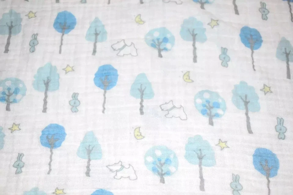 G9 DISEÑOS DE ENVOLTURA Muselina Azul Árboles Perro Recepción Envoltura Bebé Cuna Manta Foto 1 de 4