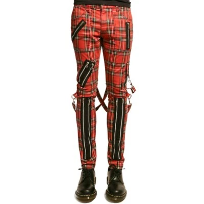 Bondage Red Straps Men Pant Alternative Punk Rebel Rock EMO Trouser Pant - Image 1 of 4