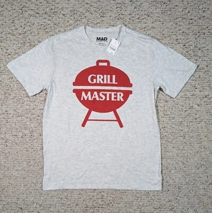 T-Shirt Grill Master Herren Größe MEDIUM grau verrückt motor rot Grafik neu mit Etikett T-Shirt - Bild 1 von 4