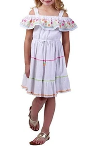 JONA MICHELLE GIRLS FIESTA FLOUNCE OFF SHOULDER FLORAL EMBROIDERY DRESS 8 - Foto 1 di 2