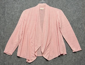 Eileen Fisher Sweater Womens XL Pink Organic Linen Cardi Open Light Beachy *FLAW - Picture 1 of 20