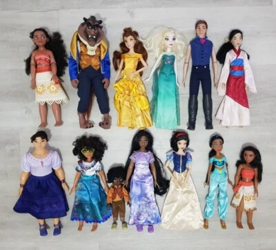 13 x PACOTE DE BONECAS PRÍNCIPE E PRINCESA DISNEY moana ENCANTO belle THE BEAST congelado - Imagem 1 de 4