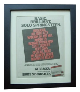 BRUCE SPRINGSTEEN+NEBRASKA+POSTER+AD+RARE ORIGINAL 1982+FRAMED+FAST WORLD SHIP - Imagen 1 de 7