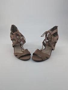 SAM EDELMAN Circus Suede Strapping Lace Up Open Toe Block Heel sandals Size 8.5 - Picture 1 of 11