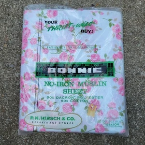 NEW Vintage Bonnie No Iron Muslim One Sheet Double Flat 81x104 P.N. Hirsch & Co - Picture 1 of 12